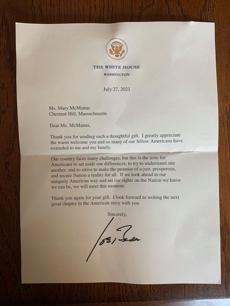 Letter Pres. Biden