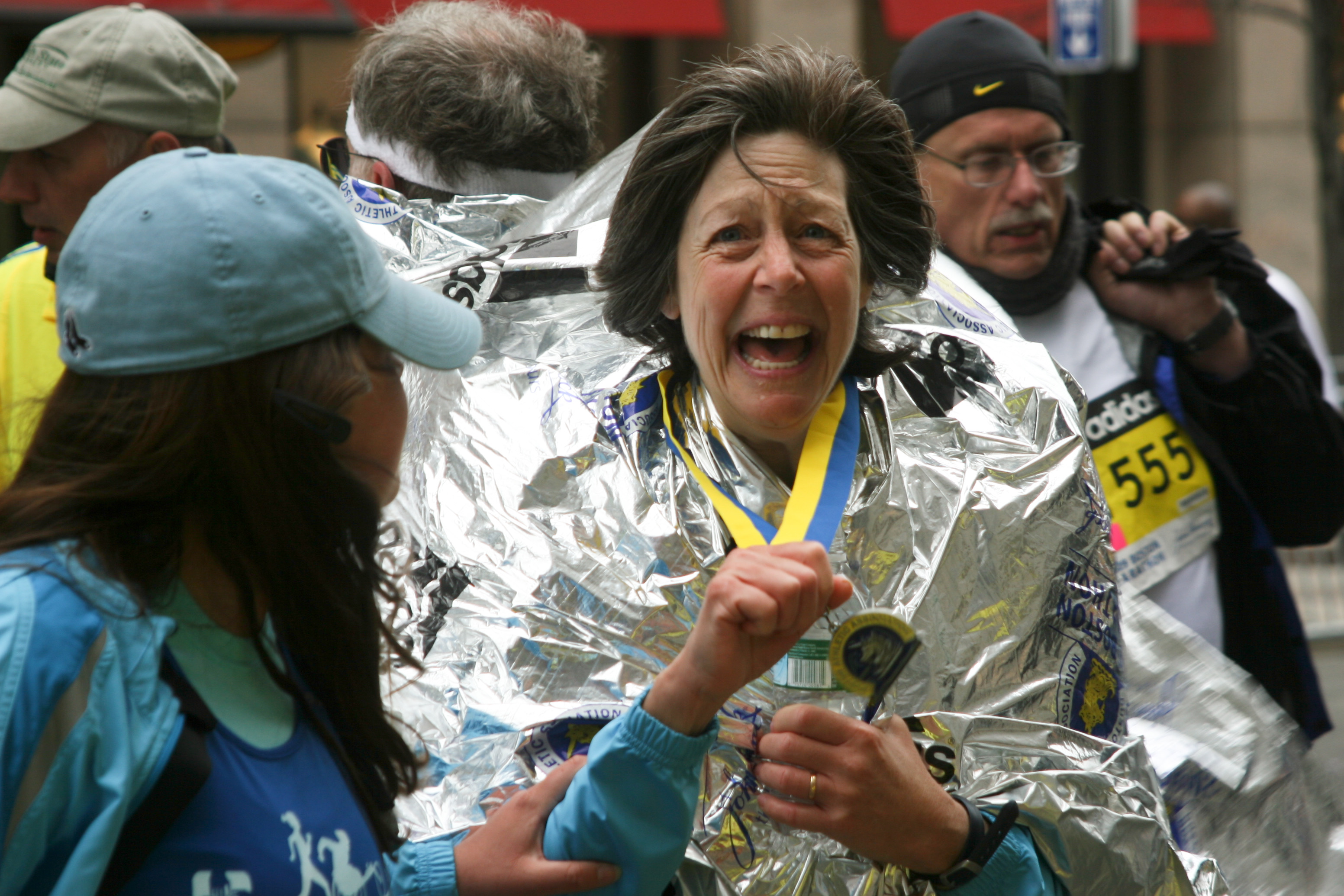 Mary with her Boston Marathon medal
